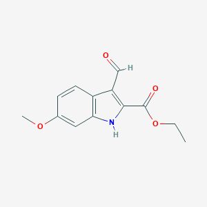molecular formula C13H13NO4 B068546 ethyl 3-formyl-6-methoxy-1H-indole-2-carboxylate CAS No. 171091-84-2