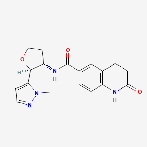 molecular formula C18H20N4O3 B6854608 N-[(2S,3S)-2-(2-methylpyrazol-3-yl)oxolan-3-yl]-2-oxo-3,4-dihydro-1H-quinoline-6-carboxamide 