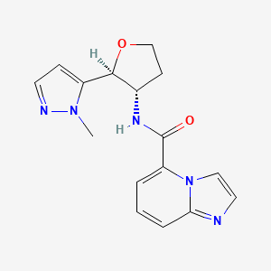 molecular formula C16H17N5O2 B6854678 N-[(2S,3S)-2-(2-methylpyrazol-3-yl)oxolan-3-yl]imidazo[1,2-a]pyridine-5-carboxamide 