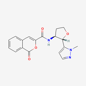 molecular formula C18H17N3O4 B6854722 N-[(2S,3S)-2-(2-methylpyrazol-3-yl)oxolan-3-yl]-1-oxoisochromene-3-carboxamide 