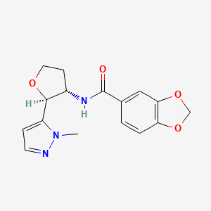 molecular formula C16H17N3O4 B6854776 N-[(2S,3S)-2-(2-methylpyrazol-3-yl)oxolan-3-yl]-1,3-benzodioxole-5-carboxamide 