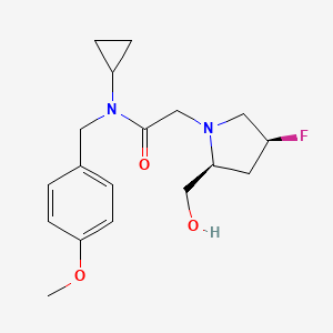 molecular formula C18H25FN2O3 B6855105 N-cyclopropyl-2-[(2S,4S)-4-fluoro-2-(hydroxymethyl)pyrrolidin-1-yl]-N-[(4-methoxyphenyl)methyl]acetamide 