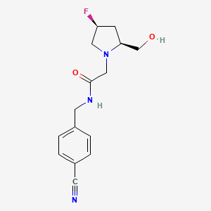 molecular formula C15H18FN3O2 B6855256 N-[(4-cyanophenyl)methyl]-2-[(2S,4S)-4-fluoro-2-(hydroxymethyl)pyrrolidin-1-yl]acetamide 