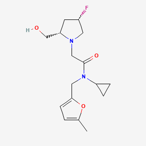 molecular formula C16H23FN2O3 B6855360 N-cyclopropyl-2-[(2S,4S)-4-fluoro-2-(hydroxymethyl)pyrrolidin-1-yl]-N-[(5-methylfuran-2-yl)methyl]acetamide 
