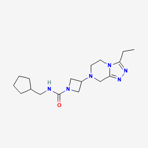 molecular formula C17H28N6O B6856274 N-(cyclopentylmethyl)-3-(3-ethyl-6,8-dihydro-5H-[1,2,4]triazolo[4,3-a]pyrazin-7-yl)azetidine-1-carboxamide 