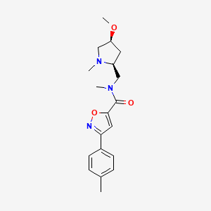 molecular formula C19H25N3O3 B6856639 N-[[(2S,4S)-4-methoxy-1-methylpyrrolidin-2-yl]methyl]-N-methyl-3-(4-methylphenyl)-1,2-oxazole-5-carboxamide 