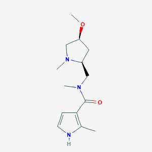 molecular formula C14H23N3O2 B6856670 N-[[(2S,4S)-4-methoxy-1-methylpyrrolidin-2-yl]methyl]-N,2-dimethyl-1H-pyrrole-3-carboxamide 
