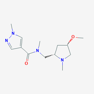 molecular formula C13H22N4O2 B6856676 N-[[(2S,4S)-4-methoxy-1-methylpyrrolidin-2-yl]methyl]-N,1-dimethylpyrazole-4-carboxamide 