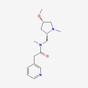molecular formula C15H23N3O2 B6856682 N-[[(2S,4S)-4-methoxy-1-methylpyrrolidin-2-yl]methyl]-N-methyl-2-pyridin-3-ylacetamide 
