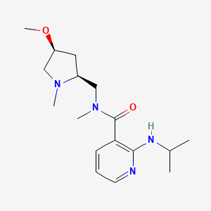 molecular formula C17H28N4O2 B6856702 N-[[(2S,4S)-4-methoxy-1-methylpyrrolidin-2-yl]methyl]-N-methyl-2-(propan-2-ylamino)pyridine-3-carboxamide 