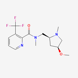 molecular formula C15H20F3N3O2 B6856722 N-[[(2S,4S)-4-methoxy-1-methylpyrrolidin-2-yl]methyl]-N-methyl-3-(trifluoromethyl)pyridine-2-carboxamide 
