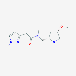 molecular formula C14H24N4O2 B6856735 N-[[(2S,4S)-4-methoxy-1-methylpyrrolidin-2-yl]methyl]-N-methyl-2-(1-methylpyrazol-3-yl)acetamide 