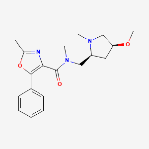 molecular formula C19H25N3O3 B6856749 N-[[(2S,4S)-4-methoxy-1-methylpyrrolidin-2-yl]methyl]-N,2-dimethyl-5-phenyl-1,3-oxazole-4-carboxamide 