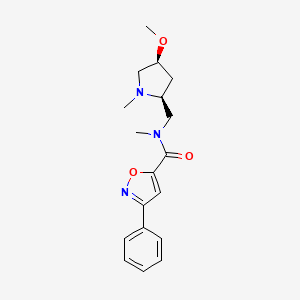 molecular formula C18H23N3O3 B6856757 N-[[(2S,4S)-4-methoxy-1-methylpyrrolidin-2-yl]methyl]-N-methyl-3-phenyl-1,2-oxazole-5-carboxamide 
