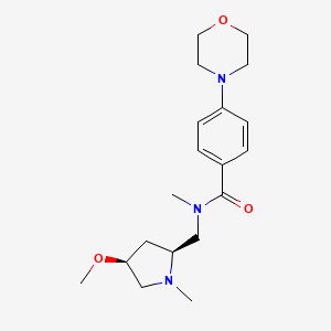 molecular formula C19H29N3O3 B6856763 N-[[(2S,4S)-4-methoxy-1-methylpyrrolidin-2-yl]methyl]-N-methyl-4-morpholin-4-ylbenzamide 