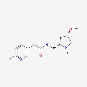 molecular formula C16H25N3O2 B6856808 N-[[(2S,4S)-4-methoxy-1-methylpyrrolidin-2-yl]methyl]-N-methyl-2-(6-methylpyridin-3-yl)acetamide 