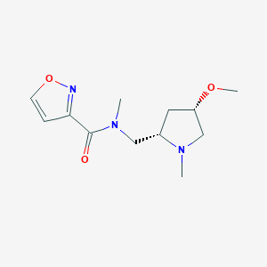 molecular formula C12H19N3O3 B6856815 N-[[(2S,4S)-4-methoxy-1-methylpyrrolidin-2-yl]methyl]-N-methyl-1,2-oxazole-3-carboxamide 