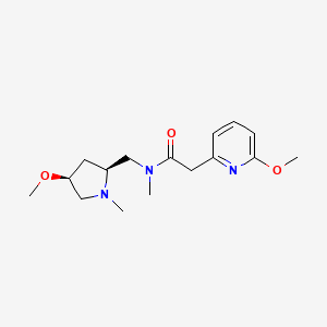 molecular formula C16H25N3O3 B6856849 N-[[(2S,4S)-4-methoxy-1-methylpyrrolidin-2-yl]methyl]-2-(6-methoxypyridin-2-yl)-N-methylacetamide 