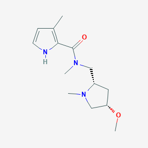 molecular formula C14H23N3O2 B6856861 N-[[(2S,4S)-4-methoxy-1-methylpyrrolidin-2-yl]methyl]-N,3-dimethyl-1H-pyrrole-2-carboxamide 