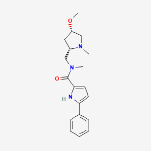 molecular formula C19H25N3O2 B6856879 N-[[(2S,4S)-4-methoxy-1-methylpyrrolidin-2-yl]methyl]-N-methyl-5-phenyl-1H-pyrrole-2-carboxamide 