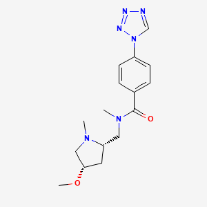 molecular formula C16H22N6O2 B6856899 N-[[(2S,4S)-4-methoxy-1-methylpyrrolidin-2-yl]methyl]-N-methyl-4-(tetrazol-1-yl)benzamide 