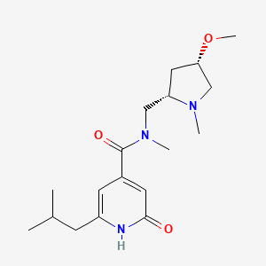 molecular formula C18H29N3O3 B6856922 N-[[(2S,4S)-4-methoxy-1-methylpyrrolidin-2-yl]methyl]-N-methyl-2-(2-methylpropyl)-6-oxo-1H-pyridine-4-carboxamide 
