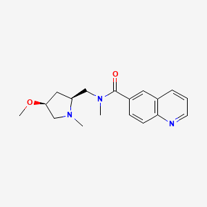 molecular formula C18H23N3O2 B6856953 N-[[(2S,4S)-4-methoxy-1-methylpyrrolidin-2-yl]methyl]-N-methylquinoline-6-carboxamide 