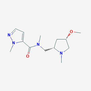 molecular formula C13H22N4O2 B6856985 N-[[(2S,4S)-4-methoxy-1-methylpyrrolidin-2-yl]methyl]-N,2-dimethylpyrazole-3-carboxamide 