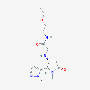 molecular formula C15H25N5O3 B6857170 N-(2-ethoxyethyl)-2-[[(2R,3R)-1-methyl-2-(2-methylpyrazol-3-yl)-5-oxopyrrolidin-3-yl]amino]acetamide 
