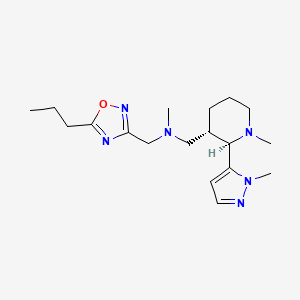 molecular formula C18H30N6O B6857458 N-methyl-1-[(2R,3S)-1-methyl-2-(2-methylpyrazol-3-yl)piperidin-3-yl]-N-[(5-propyl-1,2,4-oxadiazol-3-yl)methyl]methanamine 