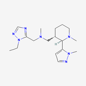 molecular formula C17H29N7 B6857472 N-[(2-ethyl-1,2,4-triazol-3-yl)methyl]-N-methyl-1-[(2R,3S)-1-methyl-2-(2-methylpyrazol-3-yl)piperidin-3-yl]methanamine 