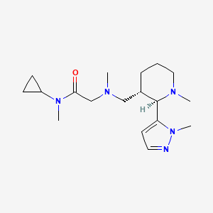 molecular formula C18H31N5O B6857497 N-cyclopropyl-N-methyl-2-[methyl-[[(2R,3S)-1-methyl-2-(2-methylpyrazol-3-yl)piperidin-3-yl]methyl]amino]acetamide 