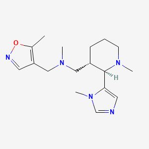 molecular formula C17H27N5O B6857502 N-methyl-1-[(2R,3S)-1-methyl-2-(3-methylimidazol-4-yl)piperidin-3-yl]-N-[(5-methyl-1,2-oxazol-4-yl)methyl]methanamine 