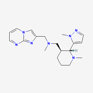 molecular formula C19H27N7 B6857527 N-(imidazo[1,2-a]pyrimidin-2-ylmethyl)-N-methyl-1-[(2R,3S)-1-methyl-2-(2-methylpyrazol-3-yl)piperidin-3-yl]methanamine 