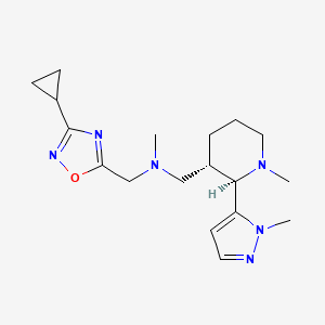 molecular formula C18H28N6O B6857552 N-[(3-cyclopropyl-1,2,4-oxadiazol-5-yl)methyl]-N-methyl-1-[(2R,3S)-1-methyl-2-(2-methylpyrazol-3-yl)piperidin-3-yl]methanamine 