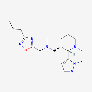 molecular formula C18H30N6O B6857555 N-methyl-1-[(2R,3S)-1-methyl-2-(2-methylpyrazol-3-yl)piperidin-3-yl]-N-[(3-propyl-1,2,4-oxadiazol-5-yl)methyl]methanamine 
