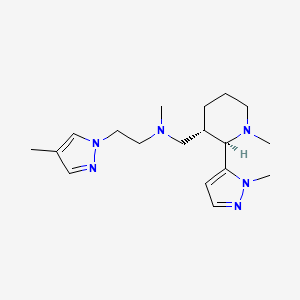 molecular formula C18H30N6 B6857726 N-methyl-N-[[(2R,3S)-1-methyl-2-(2-methylpyrazol-3-yl)piperidin-3-yl]methyl]-2-(4-methylpyrazol-1-yl)ethanamine 