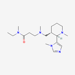 molecular formula C18H33N5O B6857754 N-ethyl-N-methyl-3-[methyl-[[(2R,3S)-1-methyl-2-(3-methylimidazol-4-yl)piperidin-3-yl]methyl]amino]propanamide 