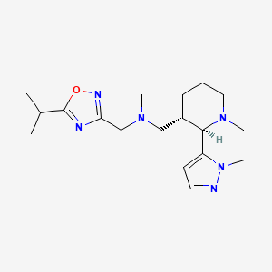 molecular formula C18H30N6O B6857790 N-methyl-1-[(2R,3S)-1-methyl-2-(2-methylpyrazol-3-yl)piperidin-3-yl]-N-[(5-propan-2-yl-1,2,4-oxadiazol-3-yl)methyl]methanamine 