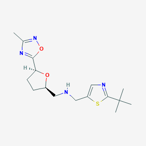 molecular formula C16H24N4O2S B6857996 N-[(2-tert-butyl-1,3-thiazol-5-yl)methyl]-1-[(2R,5S)-5-(3-methyl-1,2,4-oxadiazol-5-yl)oxolan-2-yl]methanamine 