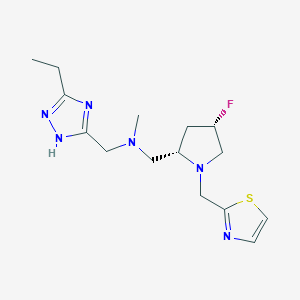 molecular formula C15H23FN6S B6858067 N-[(3-ethyl-1H-1,2,4-triazol-5-yl)methyl]-1-[(2S,4S)-4-fluoro-1-(1,3-thiazol-2-ylmethyl)pyrrolidin-2-yl]-N-methylmethanamine 