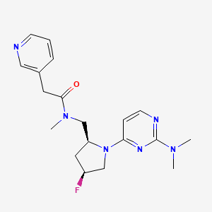 molecular formula C19H25FN6O B6858080 N-[[(2S,4S)-1-[2-(dimethylamino)pyrimidin-4-yl]-4-fluoropyrrolidin-2-yl]methyl]-N-methyl-2-pyridin-3-ylacetamide 