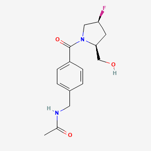 molecular formula C15H19FN2O3 B6858466 N-[[4-[(2S,4S)-4-fluoro-2-(hydroxymethyl)pyrrolidine-1-carbonyl]phenyl]methyl]acetamide 