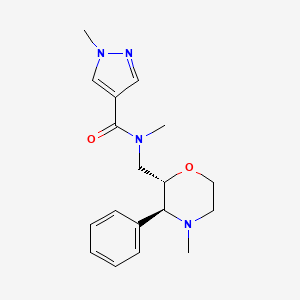molecular formula C18H24N4O2 B6859422 N,1-dimethyl-N-[[(2S,3S)-4-methyl-3-phenylmorpholin-2-yl]methyl]pyrazole-4-carboxamide 