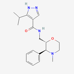 molecular formula C19H26N4O2 B6859514 N-[[(2S,3S)-4-methyl-3-phenylmorpholin-2-yl]methyl]-5-propan-2-yl-1H-pyrazole-4-carboxamide 