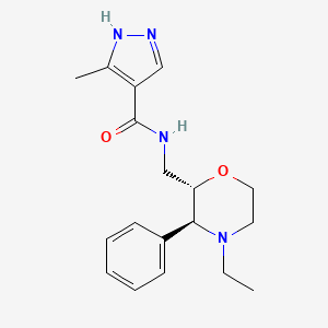 molecular formula C18H24N4O2 B6859591 N-[[(2S,3S)-4-ethyl-3-phenylmorpholin-2-yl]methyl]-5-methyl-1H-pyrazole-4-carboxamide 