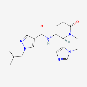 molecular formula C18H26N6O2 B6859912 N-[(2R,3R)-1-methyl-2-(3-methylimidazol-4-yl)-6-oxopiperidin-3-yl]-1-(2-methylpropyl)pyrazole-4-carboxamide 
