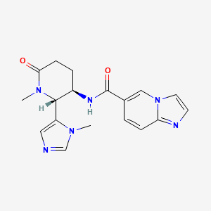 molecular formula C18H20N6O2 B6859933 N-[(2R,3R)-1-methyl-2-(3-methylimidazol-4-yl)-6-oxopiperidin-3-yl]imidazo[1,2-a]pyridine-6-carboxamide 