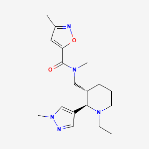 molecular formula C18H27N5O2 B6860067 N-[[(2R,3S)-1-ethyl-2-(1-methylpyrazol-4-yl)piperidin-3-yl]methyl]-N,3-dimethyl-1,2-oxazole-5-carboxamide 