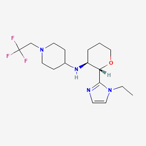 molecular formula C17H27F3N4O B6860096 N-[(2S,3S)-2-(1-ethylimidazol-2-yl)oxan-3-yl]-1-(2,2,2-trifluoroethyl)piperidin-4-amine 